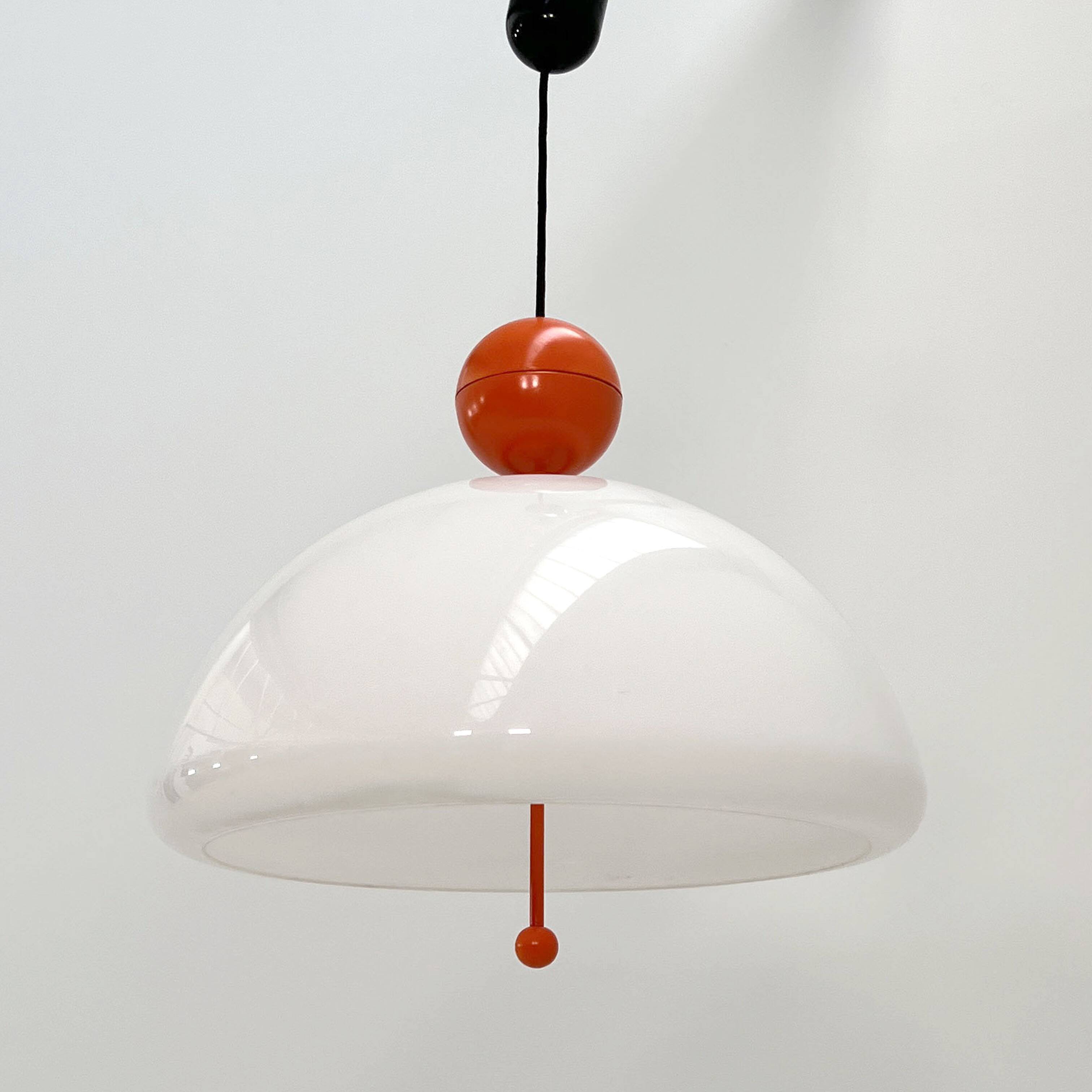 Suspension Saliscendi Orange by Elio Martinelli for Martinelli Luce, 1970