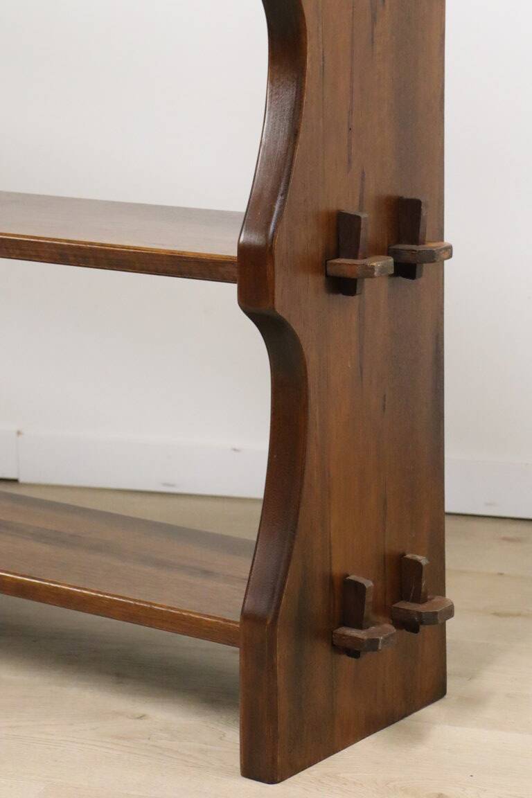 Vintage brutalist solid wood shelf - 1950