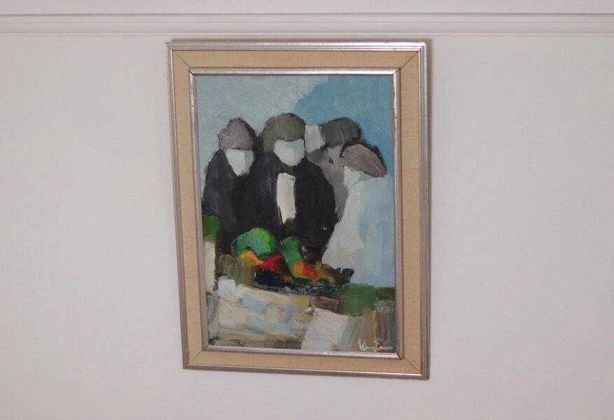 Original mid-century Swedish oil on panel – abstract by Stig Wernheden – vintage & framed – 74 × 54.5 cm (29.1" × 21.5")