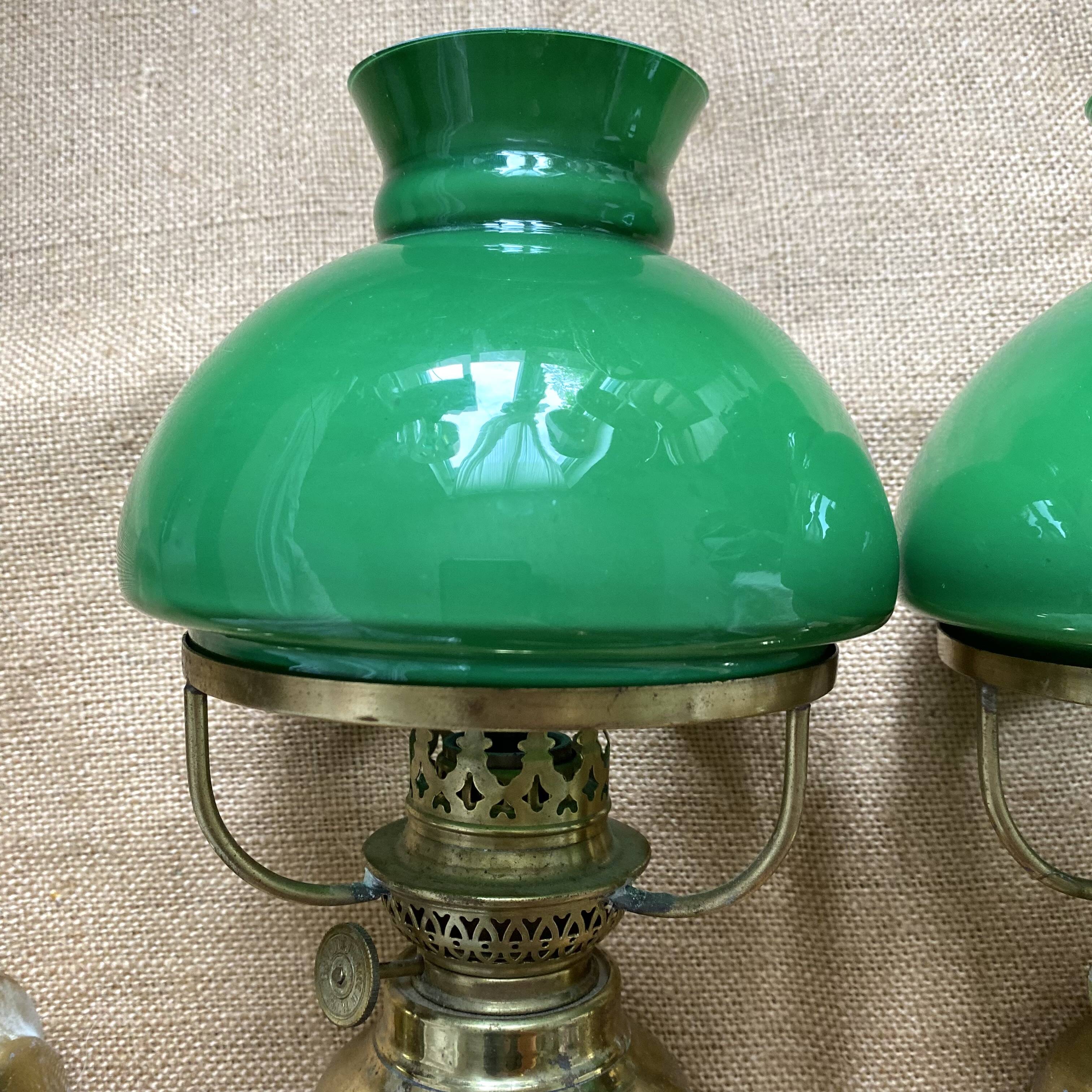 Pair of opaline and brass wall lights