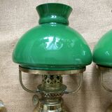 Pair of opaline and brass wall lights