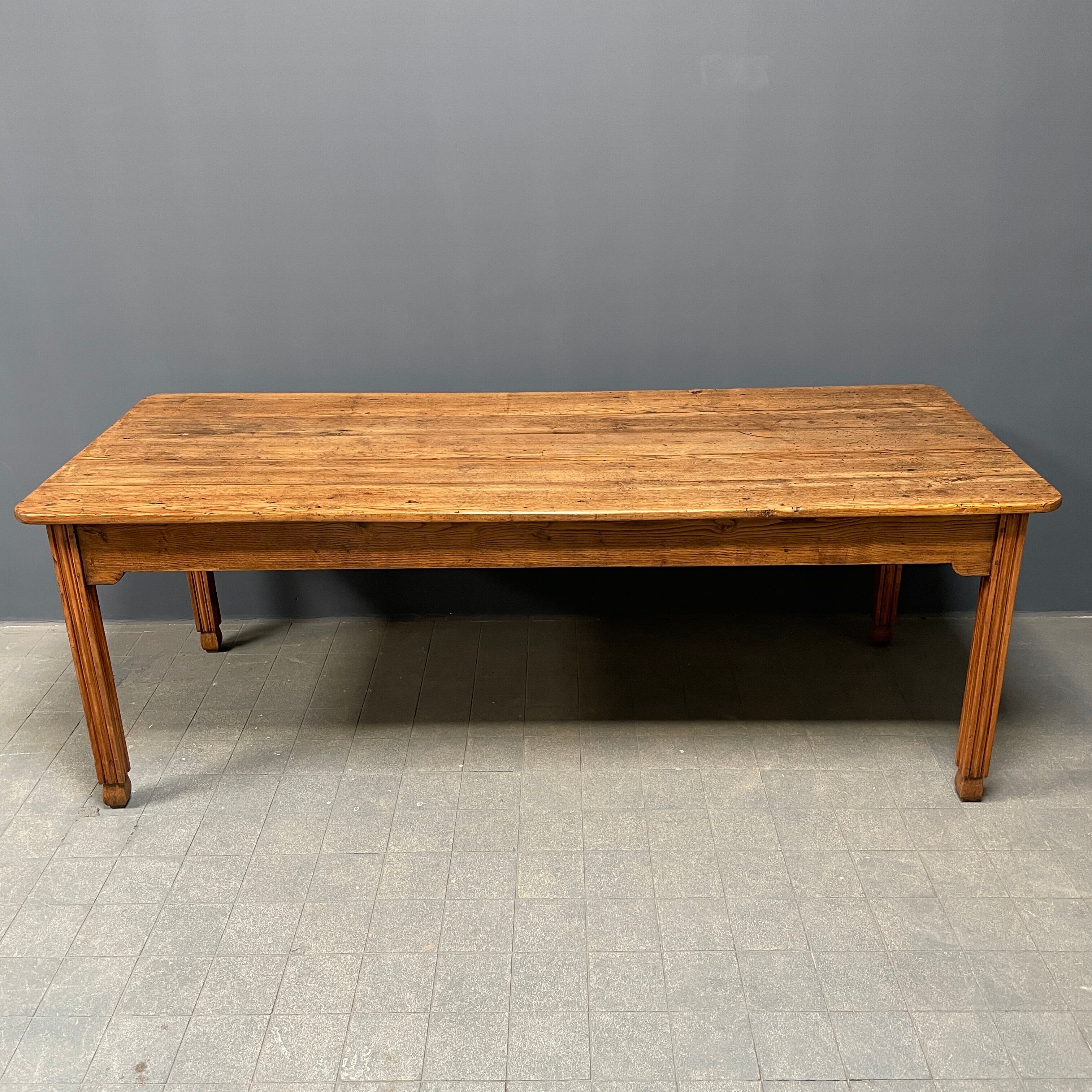 Large oak farmhouse table from France, early 1900s