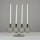Brass Candelabra with Art Glass Base and Glass Prisms by Gunnar Ander for Ystad-Metall, Sweden, 1950s