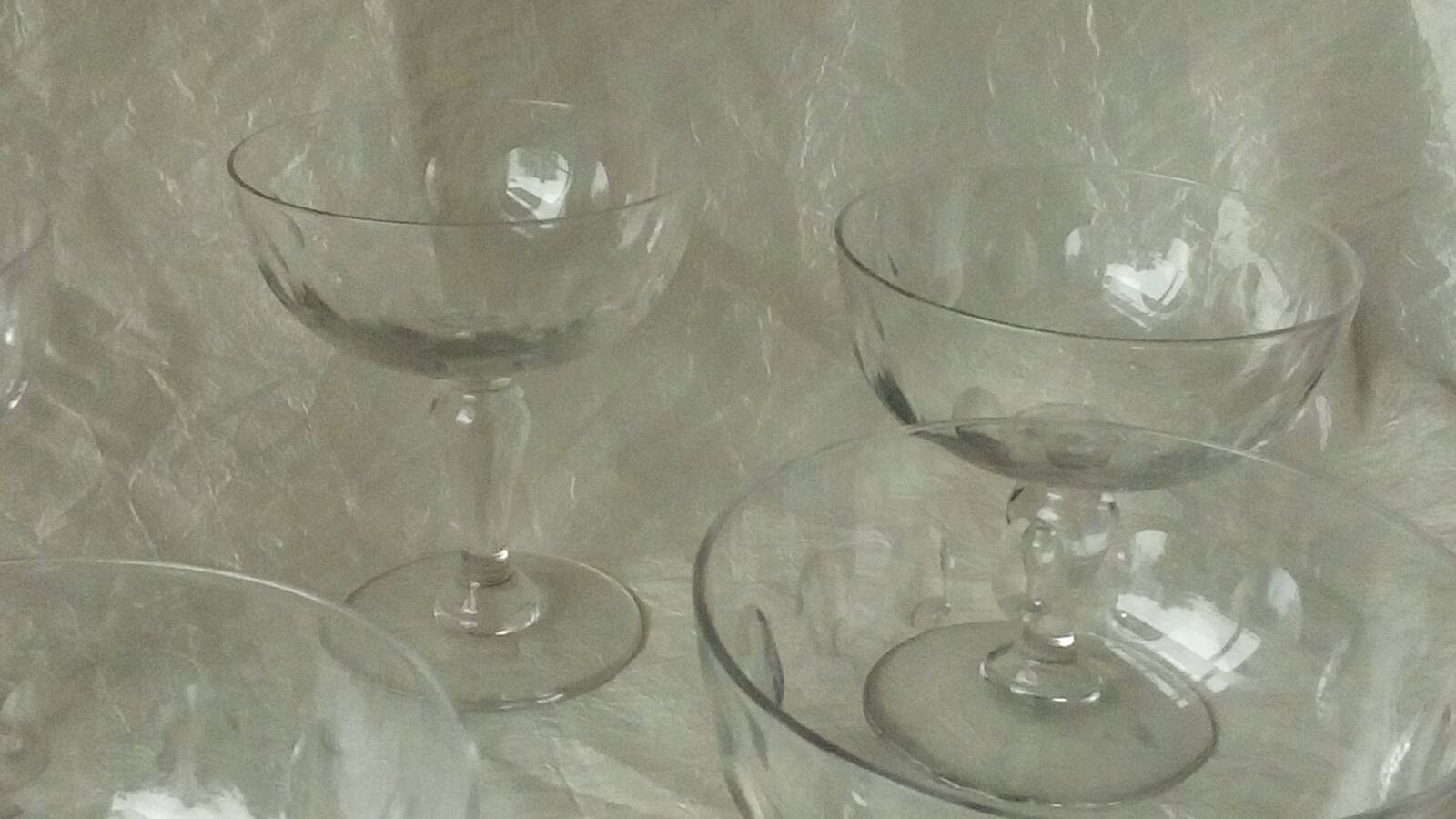 Antique faceted glass champagne coupes