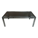 Chrome coffee table and smoked glass from the 70s