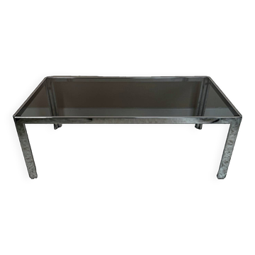 Chrome coffee table and smoked glass from the 70s