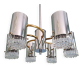 Chrome and brass Space Age chandelier, 1970s.