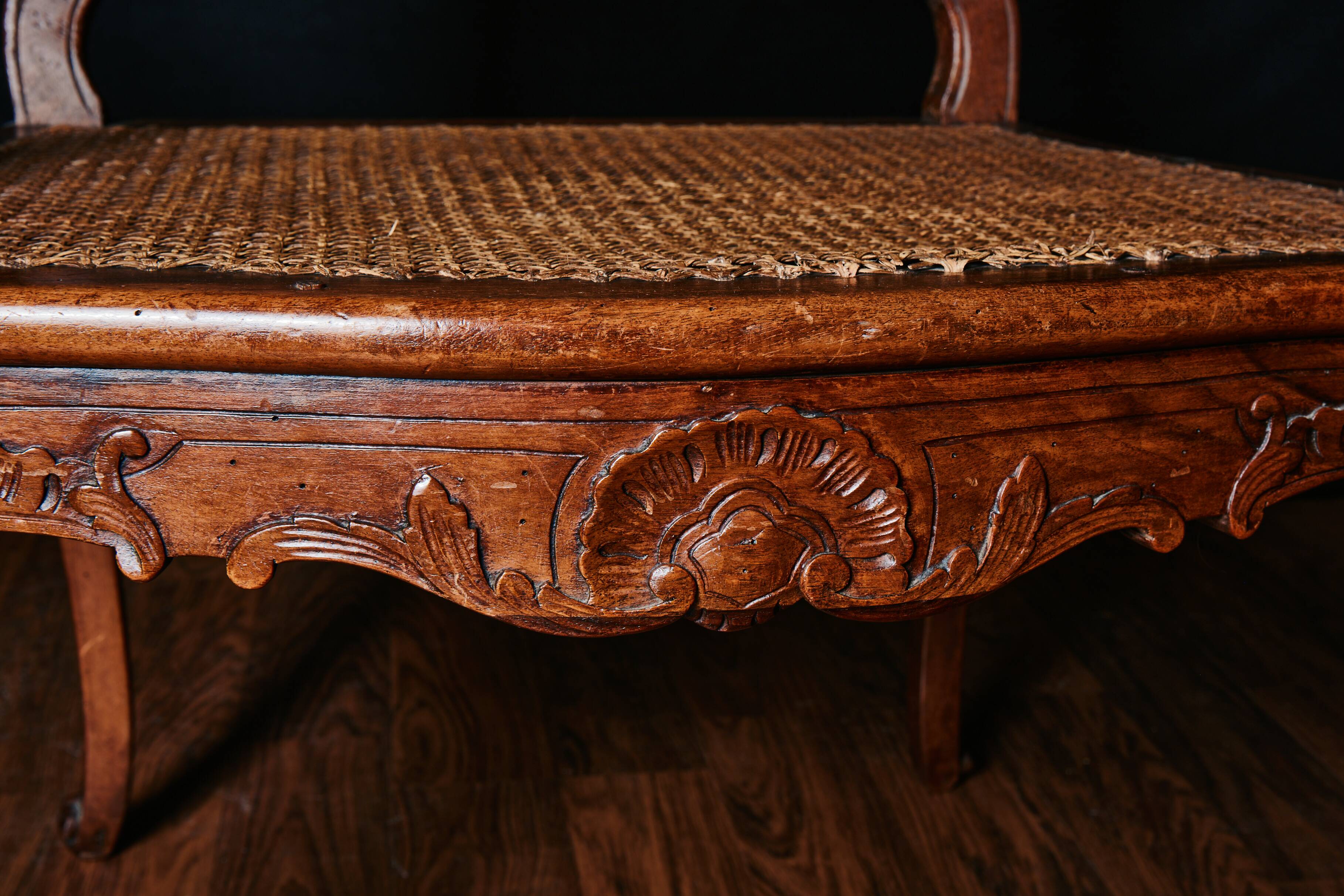 🪑 Pair of Louis XV caned armchairs in carved solid wood