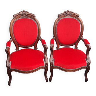 Pair of mahogany armchairs