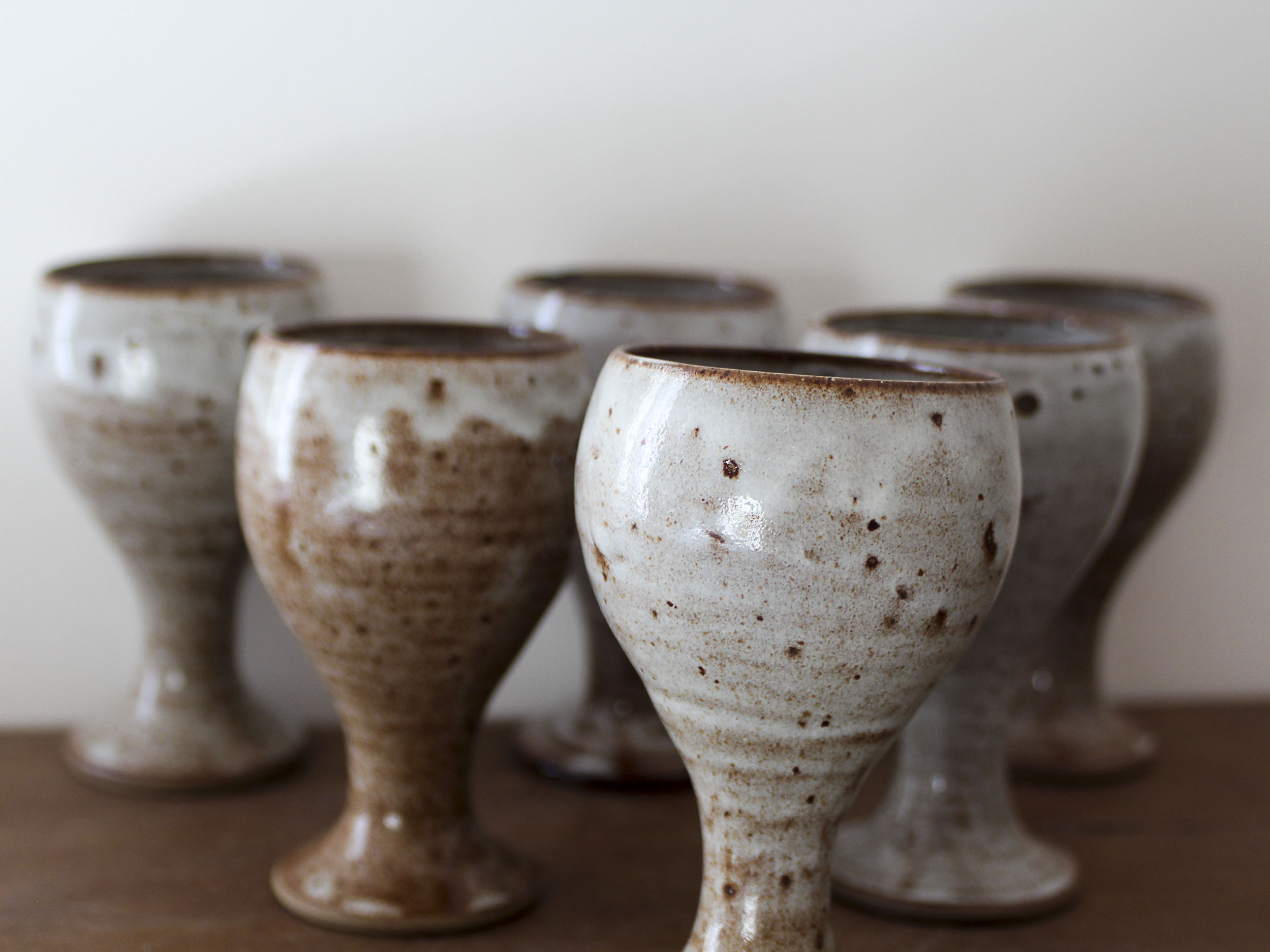 Set of 6 ceramic glasses Roger jacques Grès du Puisaye