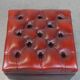 Red cow leather square chesterfield ottoman/storage pouf