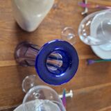 Vintage blue cut crystal bud vase - bohemian craft charm