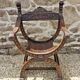 Dagobert armchair curule hard carved walnut demon head detail 3675