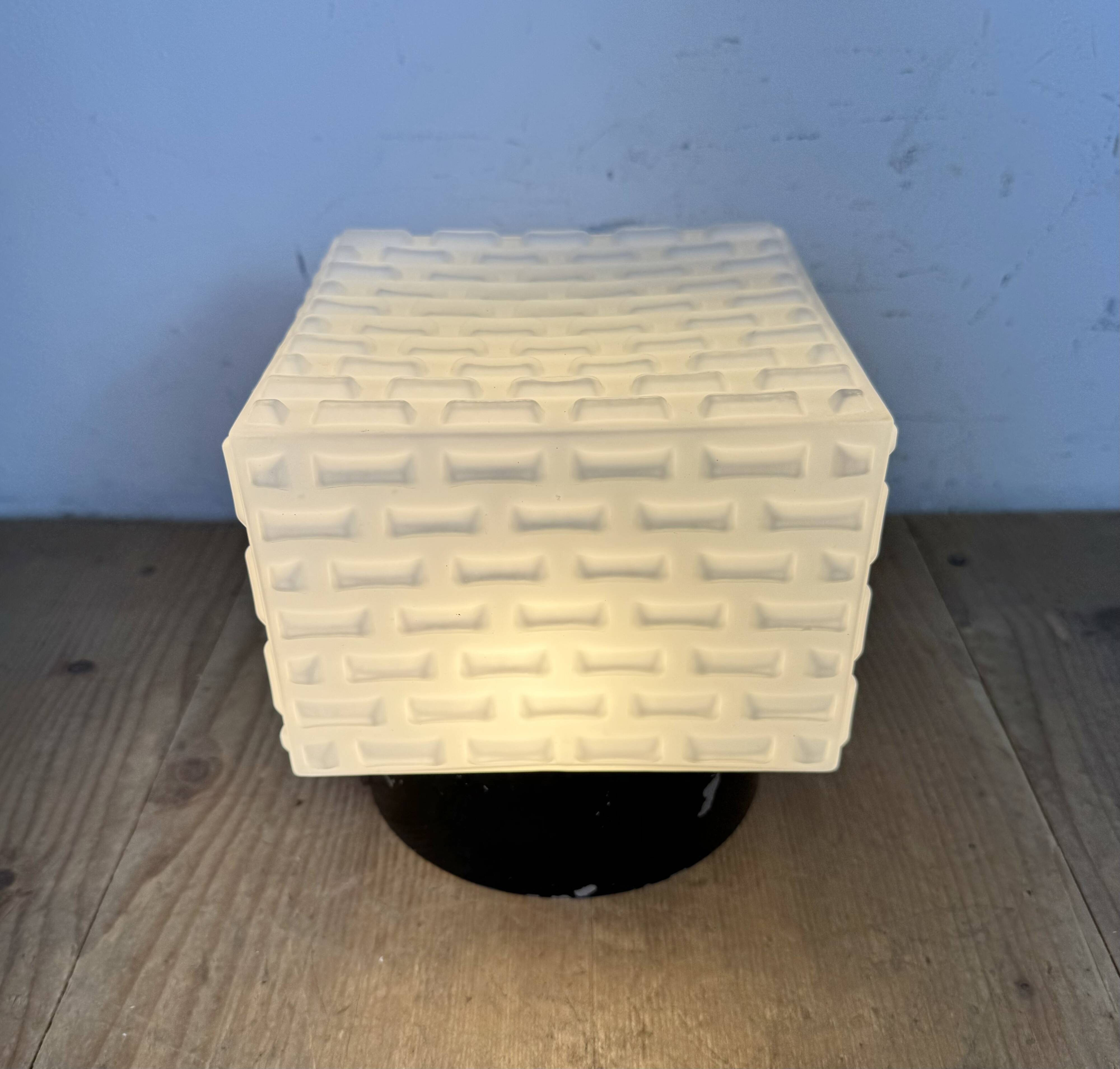 Vintage Square Milk Glass Wall or Ceiling Light, 1970s