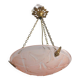 French Art Deco Glass Pendant Light with Chain Suspension, Degue, 1920s - 1930s