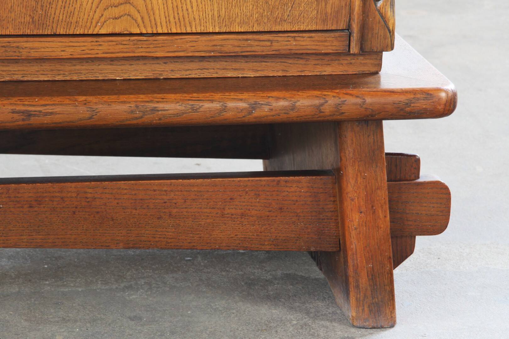 Vintage Danish Baroque Brutalist Style Oak Cabinet 1960s