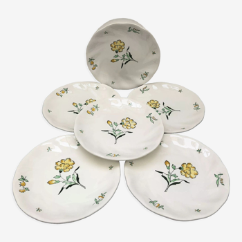 Lots of 6 flat plates model embrun, with floral motifs. Stamped Salins France