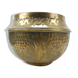Golden old brass flowers pot blumentopf art deco