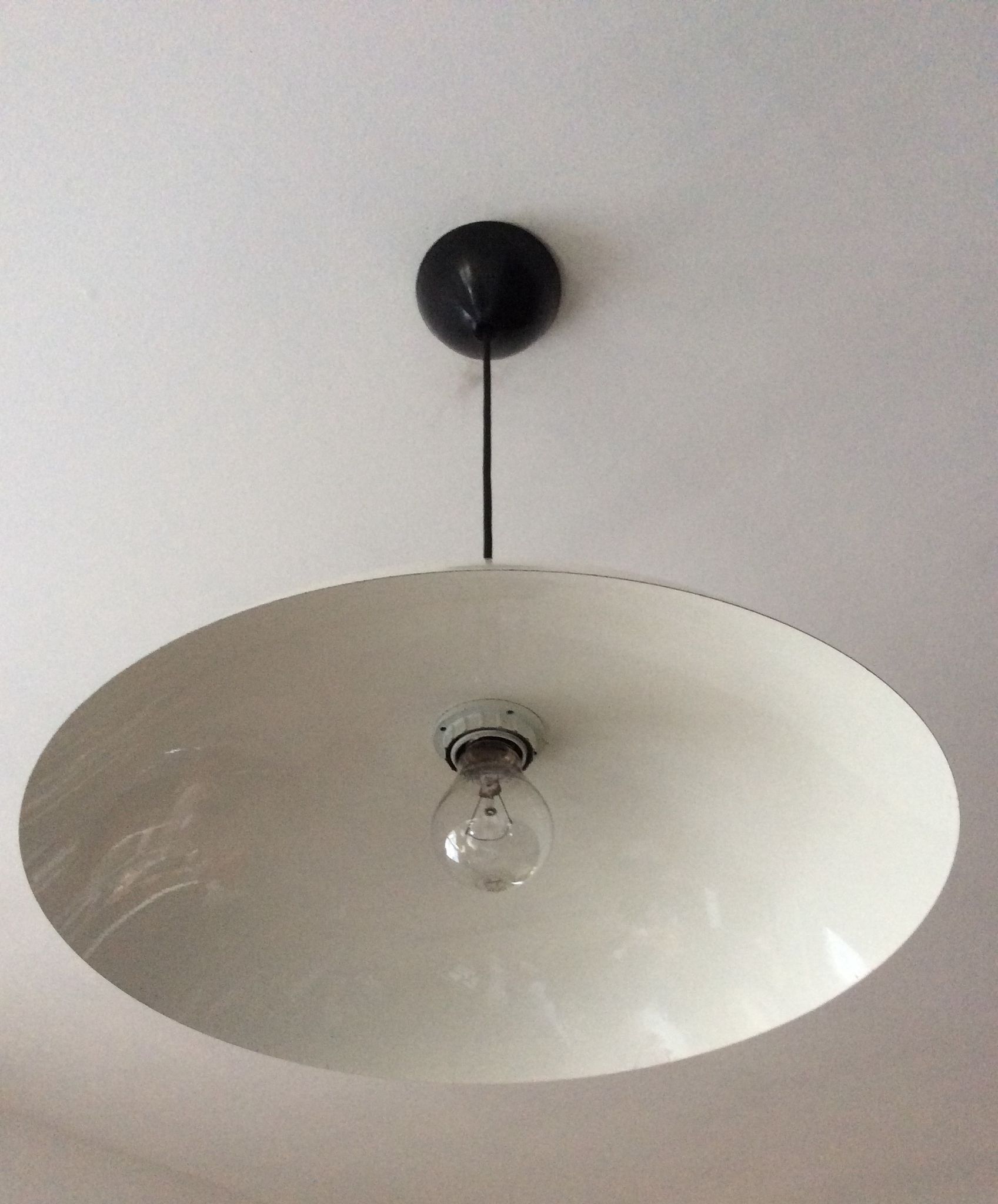 Vintage metal saucer pendant lamp from the 70s