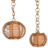 Mid-Century Globe Pendant Lamps, Bamboo & Rattan, c. 1960s