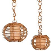 Mid-Century Globe Pendant Lamps, Bamboo & Rattan, c. 1960s