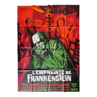 Affiche cinéma "L'Empreinte de Frankenstein" Peter Cushing, Hammer 120x160cm 1966