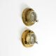 A pair of large, heavy 50s maritime ship wall lamps made of brass and glass