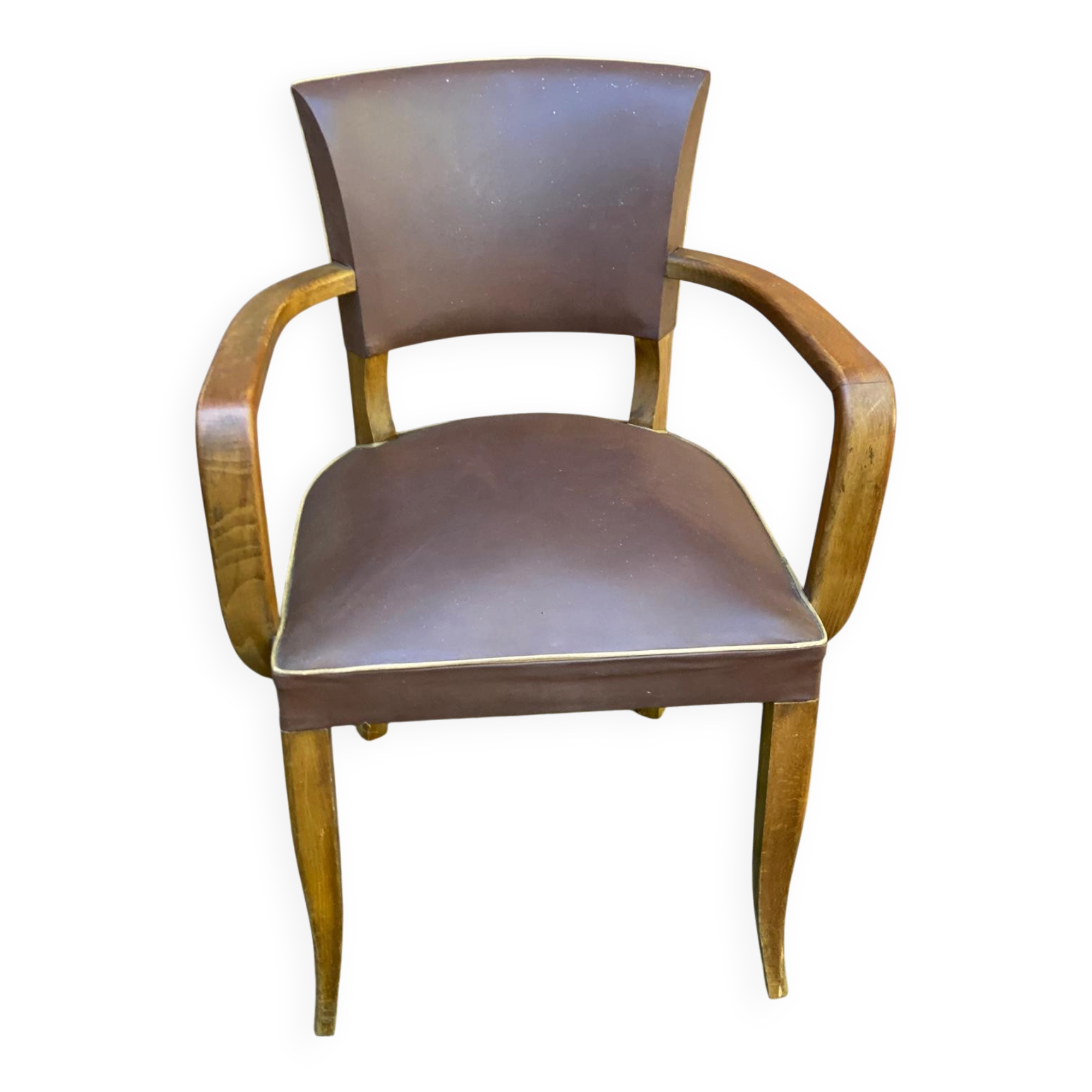 Art Deco bridge armchairs in leather from the 1950s.