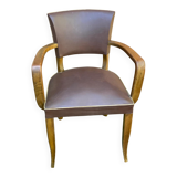 Art Deco bridge armchairs in leather from the 1950s.