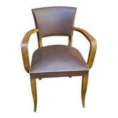 Art Deco bridge armchairs in leather from the 1950s.