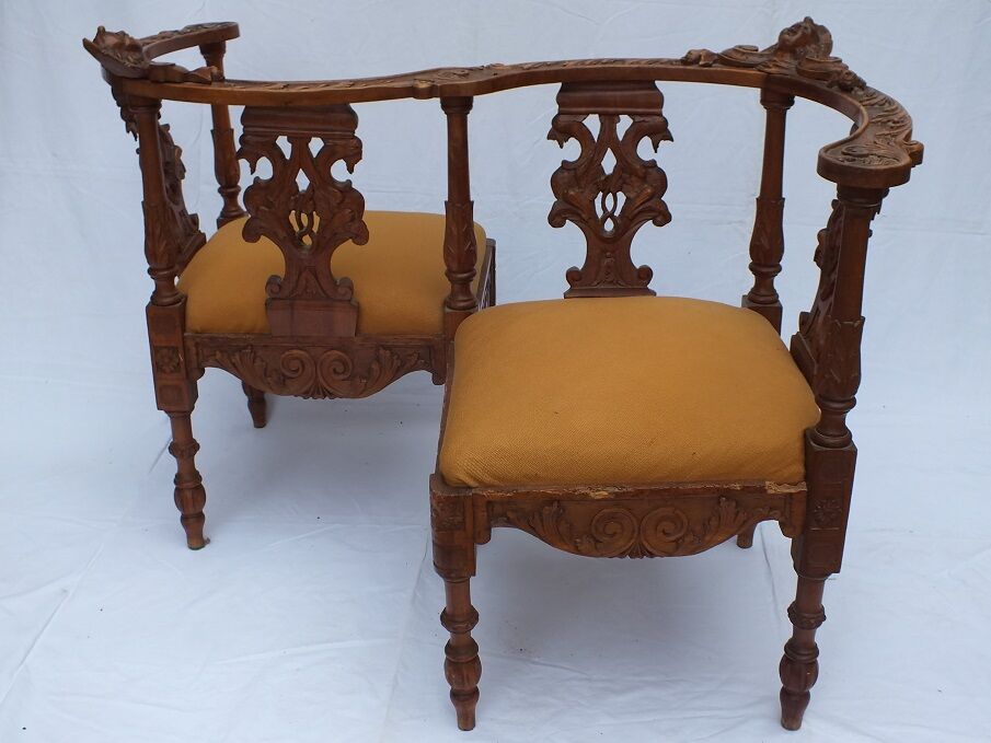 Seat two-seater said confidant - Italian work, late 19th century