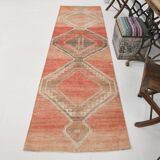 3x10 Peach Red Soft Vintage Turkish Runner Rug, 86x303Cm SK 20297