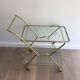Italian designer rolling table in brass and engraved glass