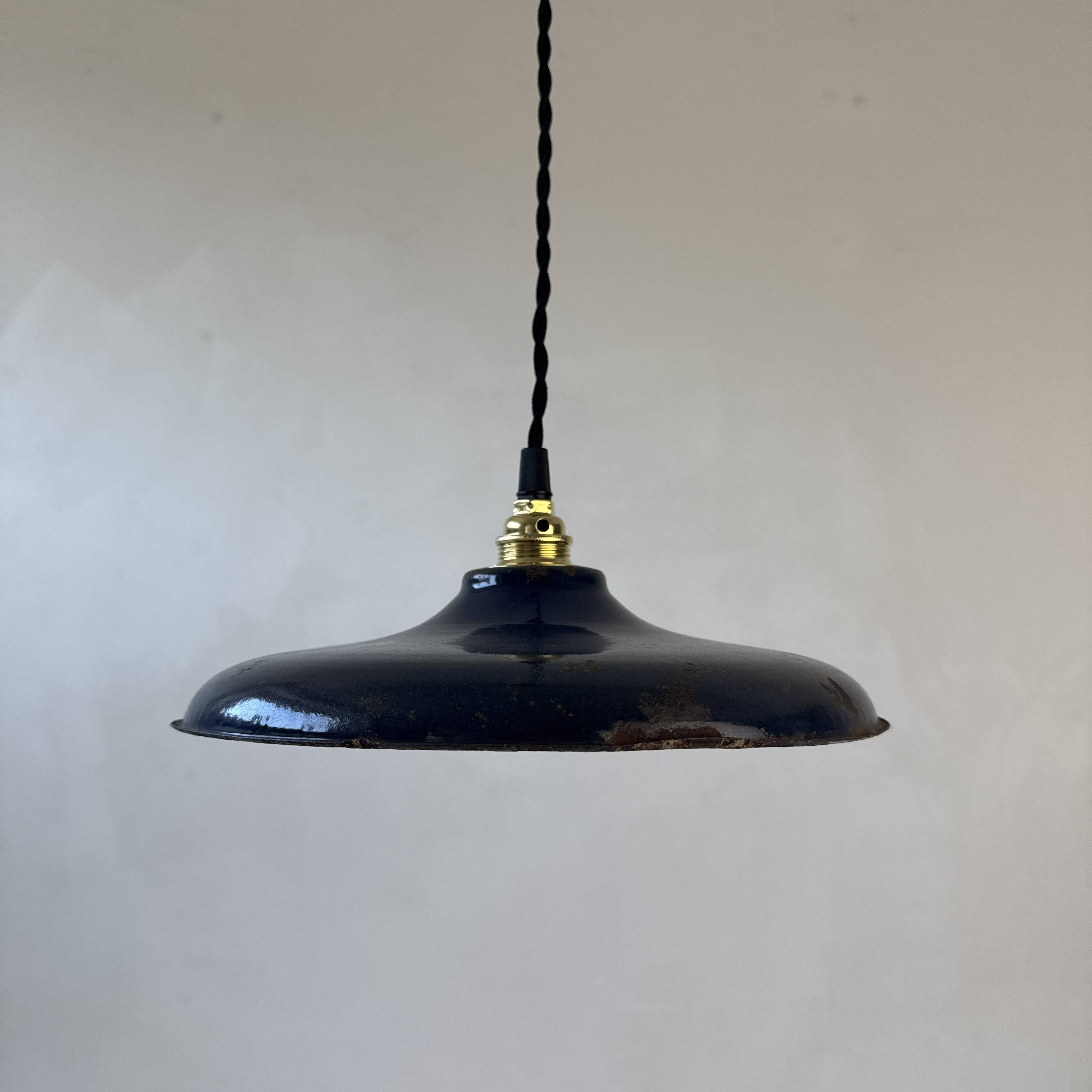 Old industrial enamel suspension night blue