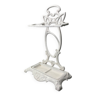 Art-Deco white cast iron umbrella stand