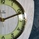 Vintage formica clock phosphorescent silent wall clock "Romatic gray wood"