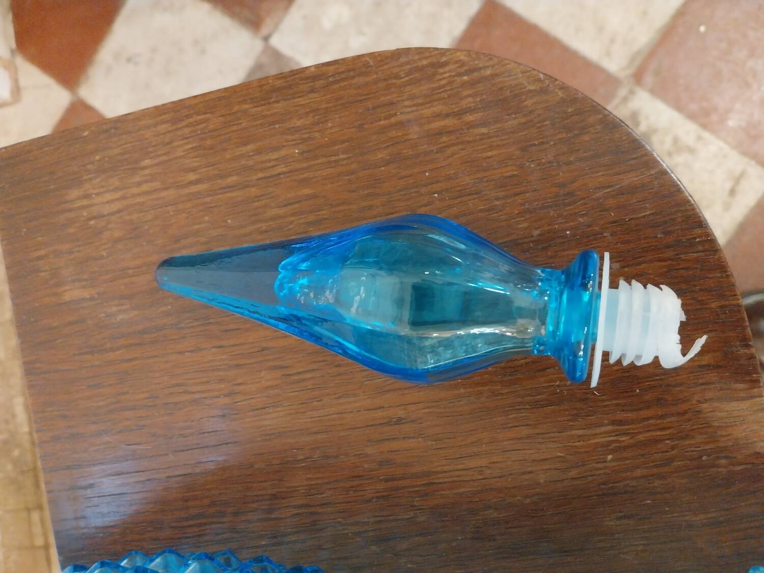 Blue glass carafe