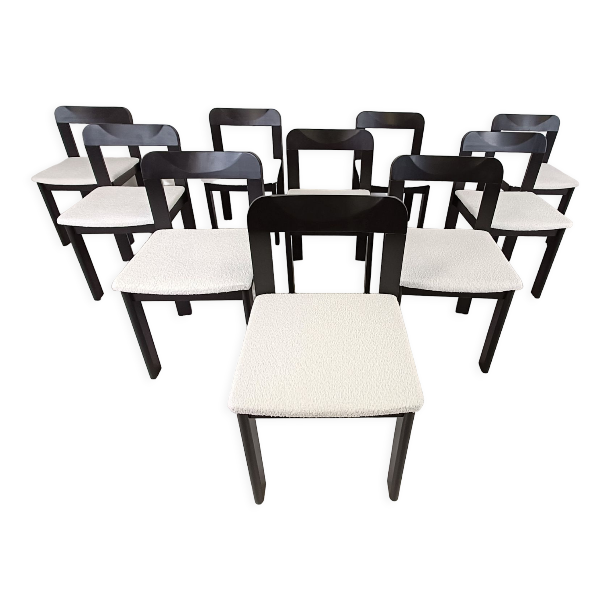 Set of 10 vintage dining chairs 1970s