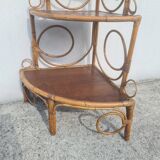 Bibliothèque étagère angle rotin bambou vintage 1960 (peacock / Emmanuelle)