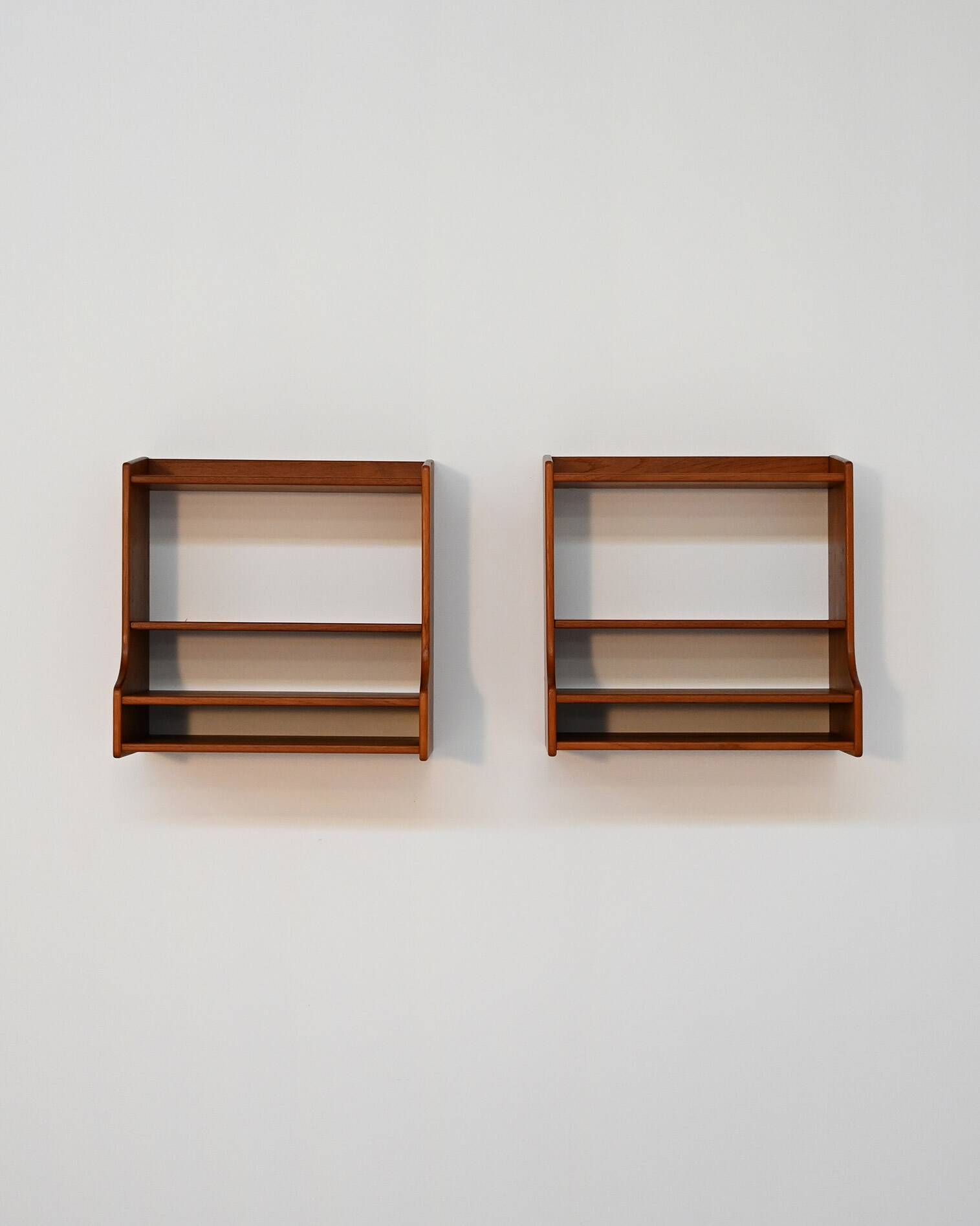 Wall-mounted teak bedside tables Scandinavia 1960s