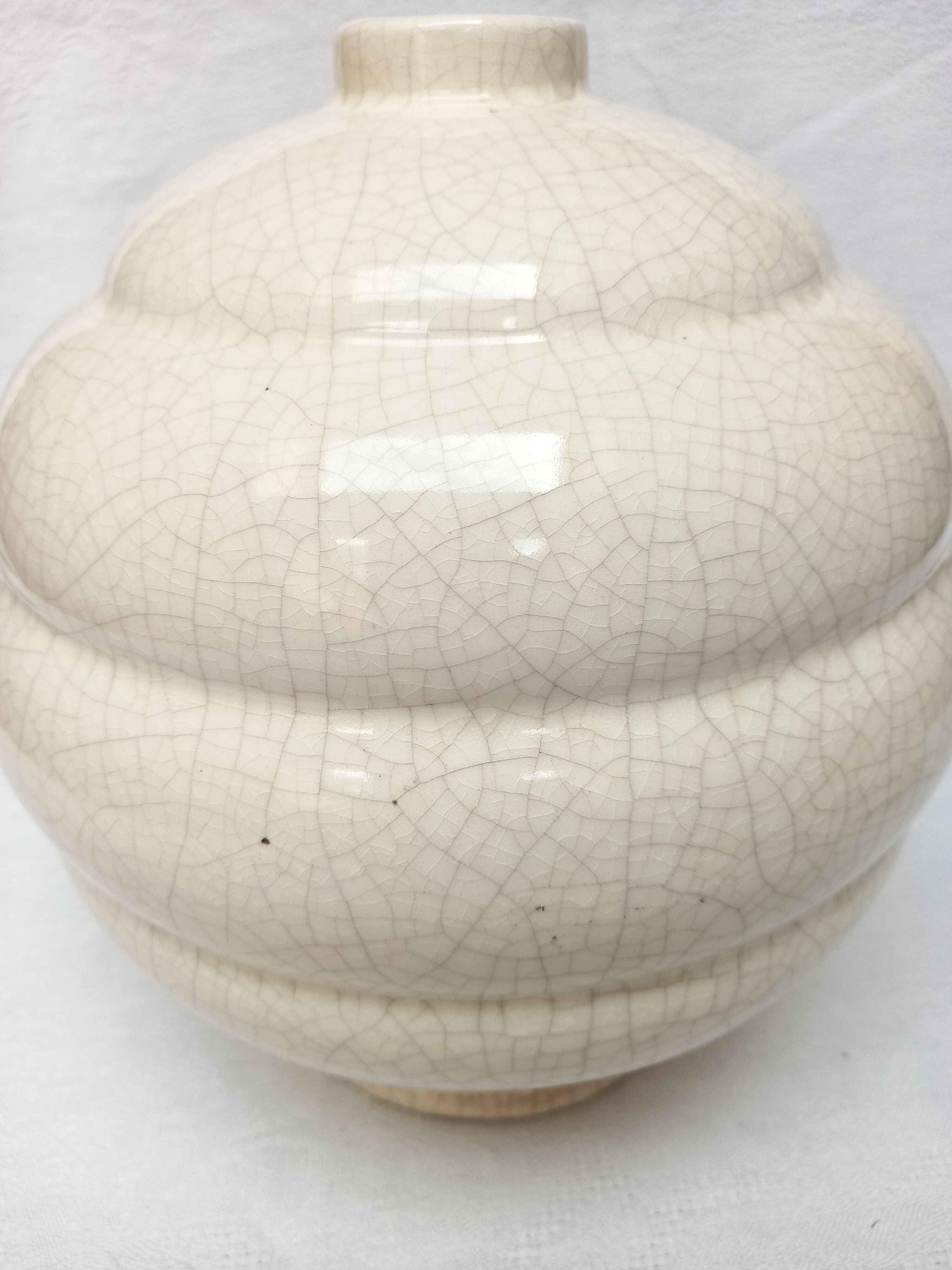 Vase boule art déco faïence craquelé numéroté