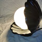 Ceramic shell lamp with opaline pearl, Saint-Jacques, France, 1980