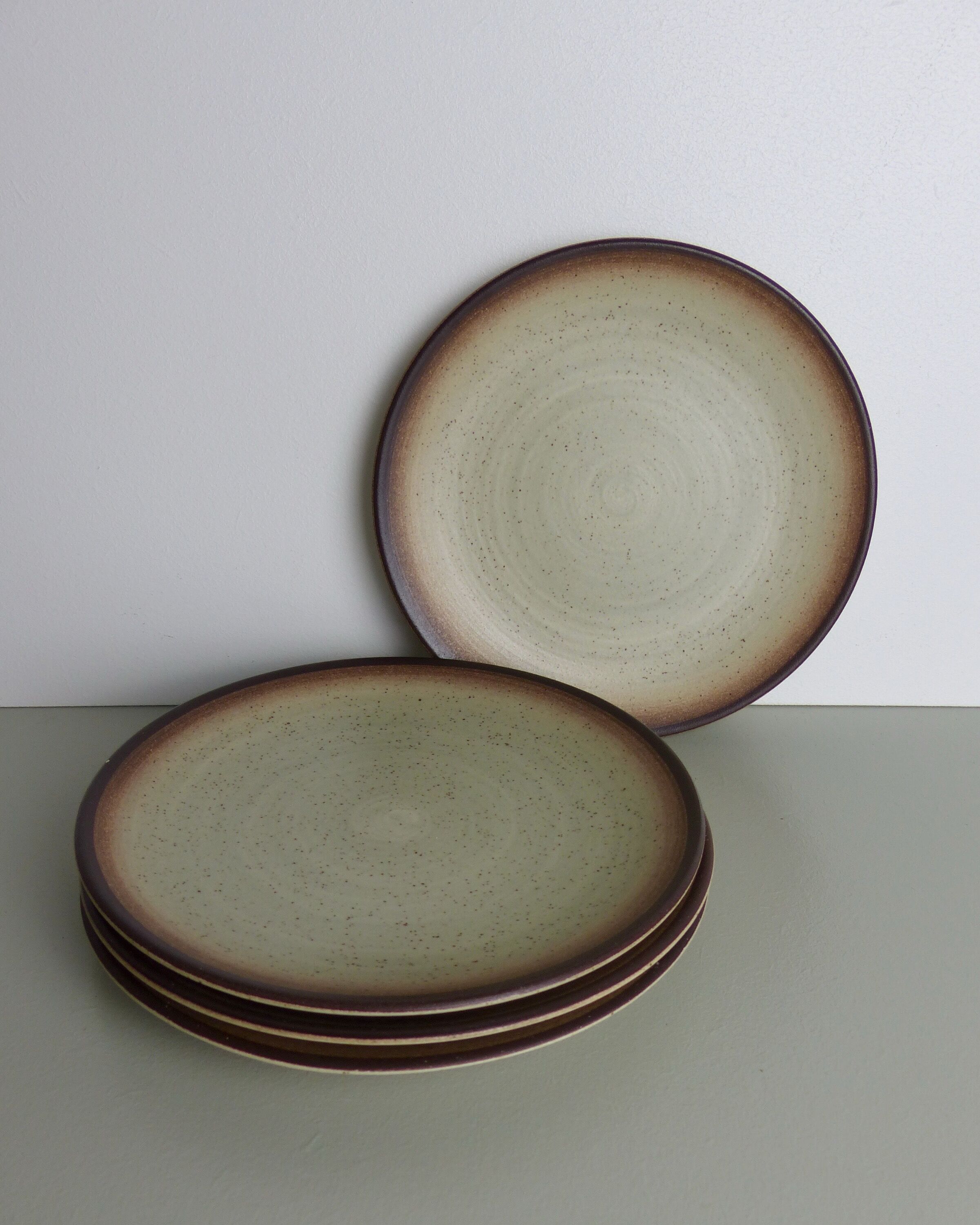 Set of 4 flat plates in speckled sandstone
