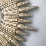 Vintage silver wood sun mirror