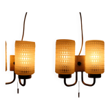 1970s Pair of Two Wall Lamps with Glass Shades, Germany