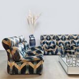 Vintage velvet modular lounge sofa 'Geometric lines'