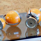 Paire de lampes eyeball orange space age