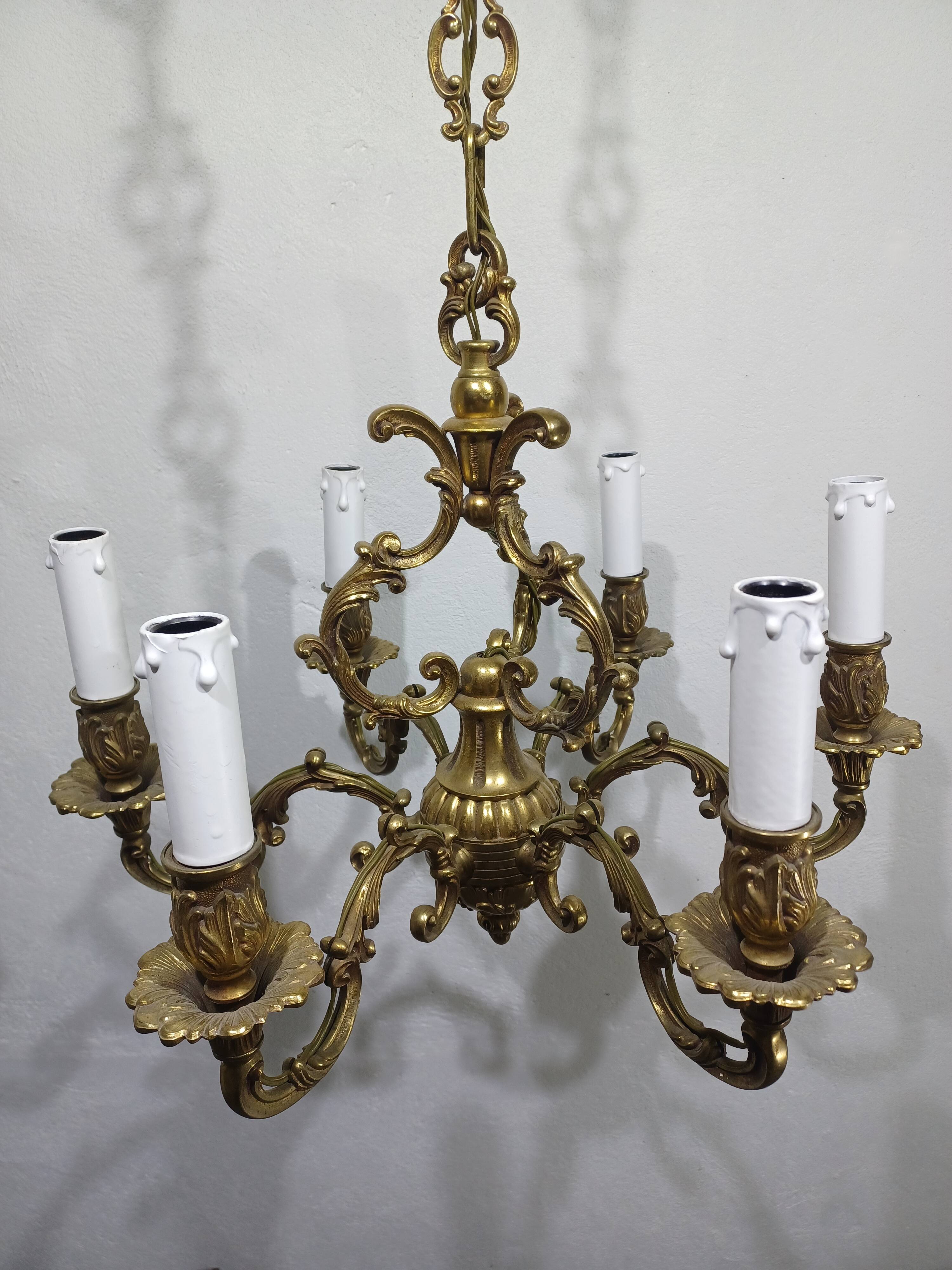 Lustre 6 lumières en bronze