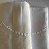 Linen thread sheet embroidered with polka dots without monogram 1950