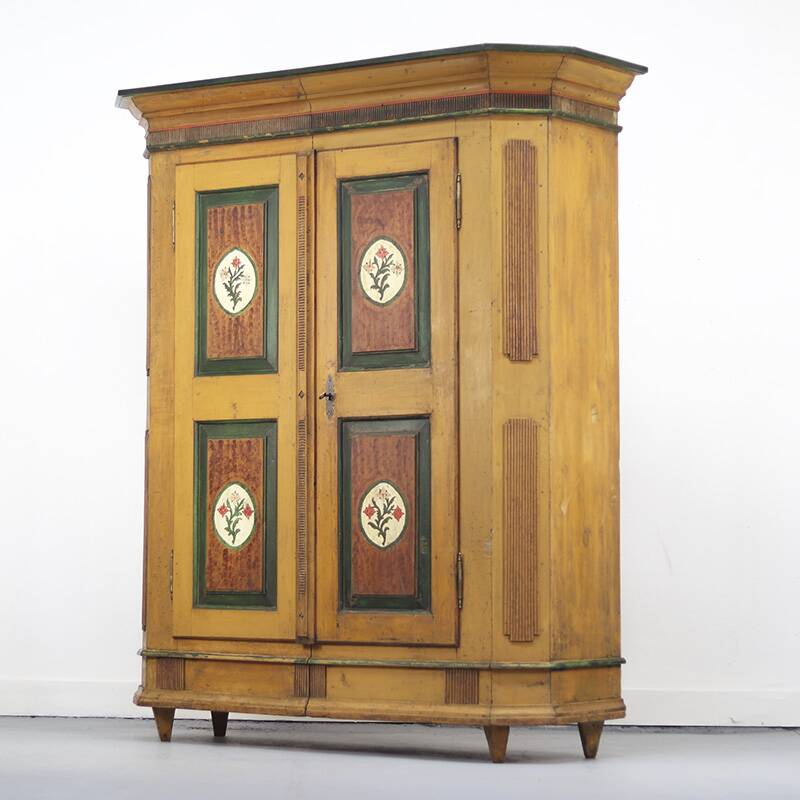 Rustic Farmhouse Folk Art Painted Bridal Cabinet